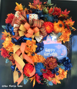 DIY Fall Wreath with Blue Truck Sign from Dollar Tree