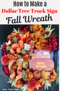 DIY Fall Wreath with Dollar Tree Red Truck Sign